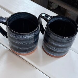Lucky Brand Blue wash  Ceramic Mugs - Set of 2 oversized